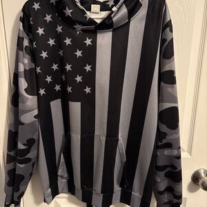 Men's Black and Gray Camouflage Hoodie